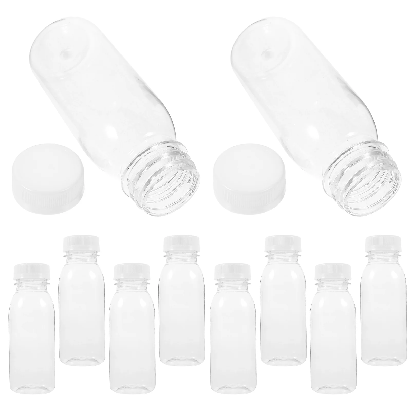 10 Pcs Milk Bottle One-piece Molding Bottles Drinking PET Plastic Juice Container Easy to See Breakfast