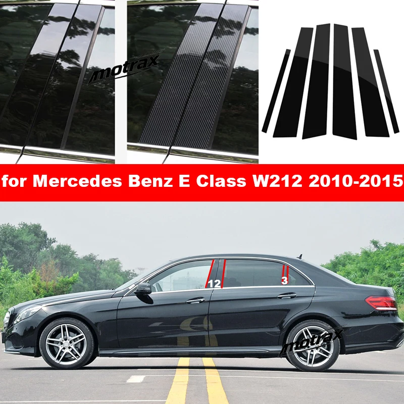 Car Middle Window Pillar Posts Door Trims Molding for Mercedes Benz E Class W212 2010-2015 PC Stickers Car Exterior Accessories