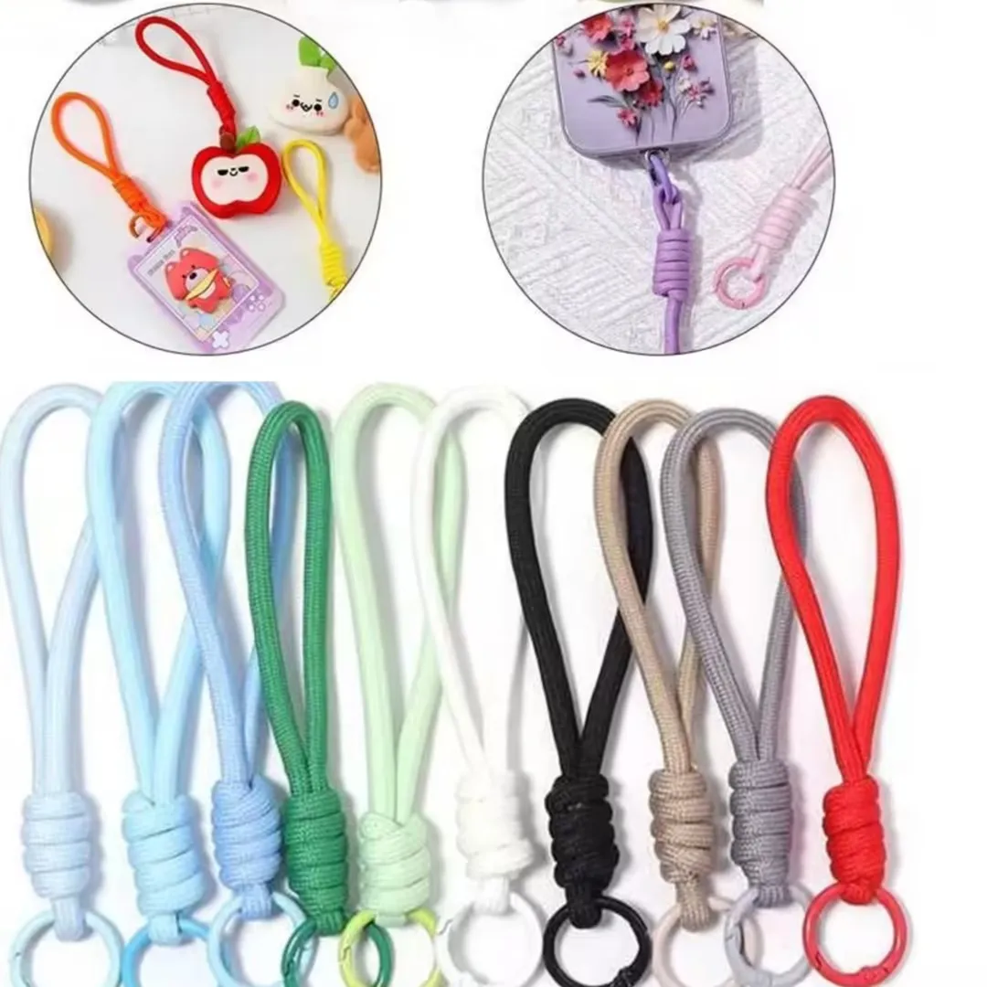 5pcs Colorful Creative Braided Lanyard Keychain Keyring For Phone Case Anti Lost Knot Rope Strap Car Key Chains DIY Accessories