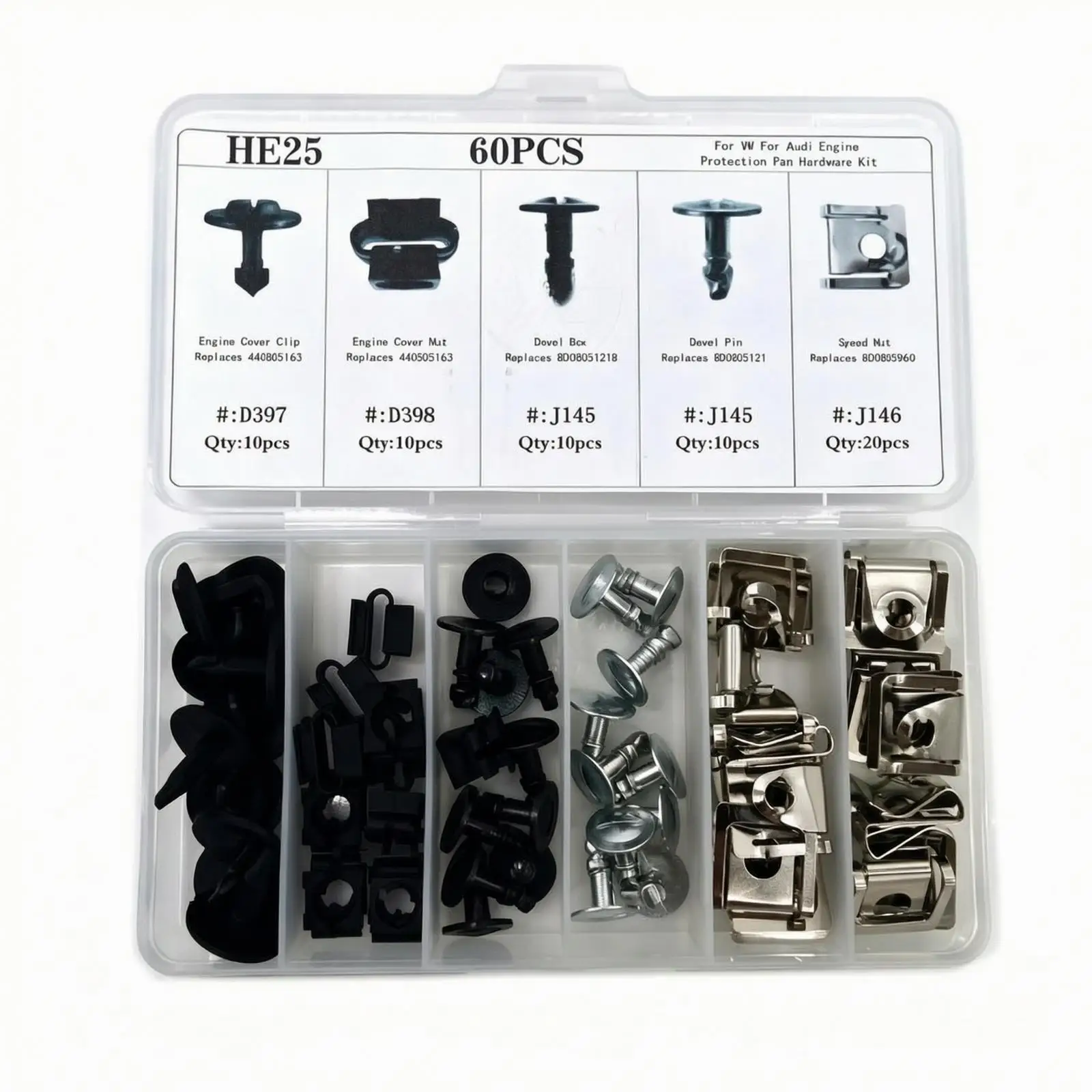 Car Engine Splash Shield Clips 60 Pack Undertray Retainers for German Vehicles Aluminum Pin Set