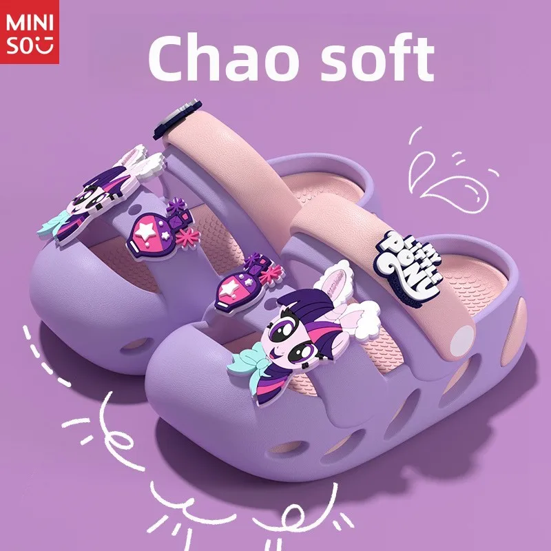 Miniso Sandales de princesse d'été pour filles, chaussures antidérapantes à bout fermé EVA