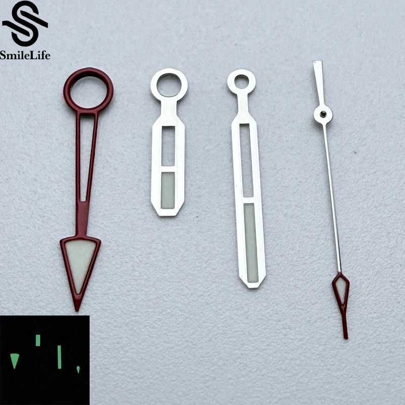 SmileLife GMT Lancette luminose verdi Argento 4 pin Fit NH34A Movimento automatico Orologio da polso da uomo Puntatori Gmt-Aghi Mod