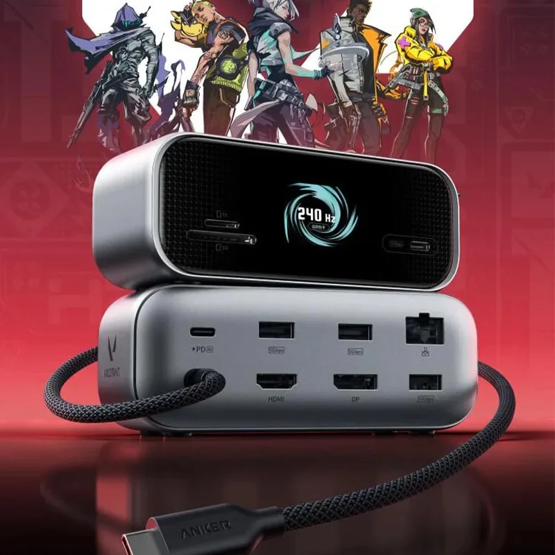 Original ANKER VALORANT Collaboration Smart Display Dock Triple 4K UHD HDMI Gigabit Ethernet High Refresh Rate