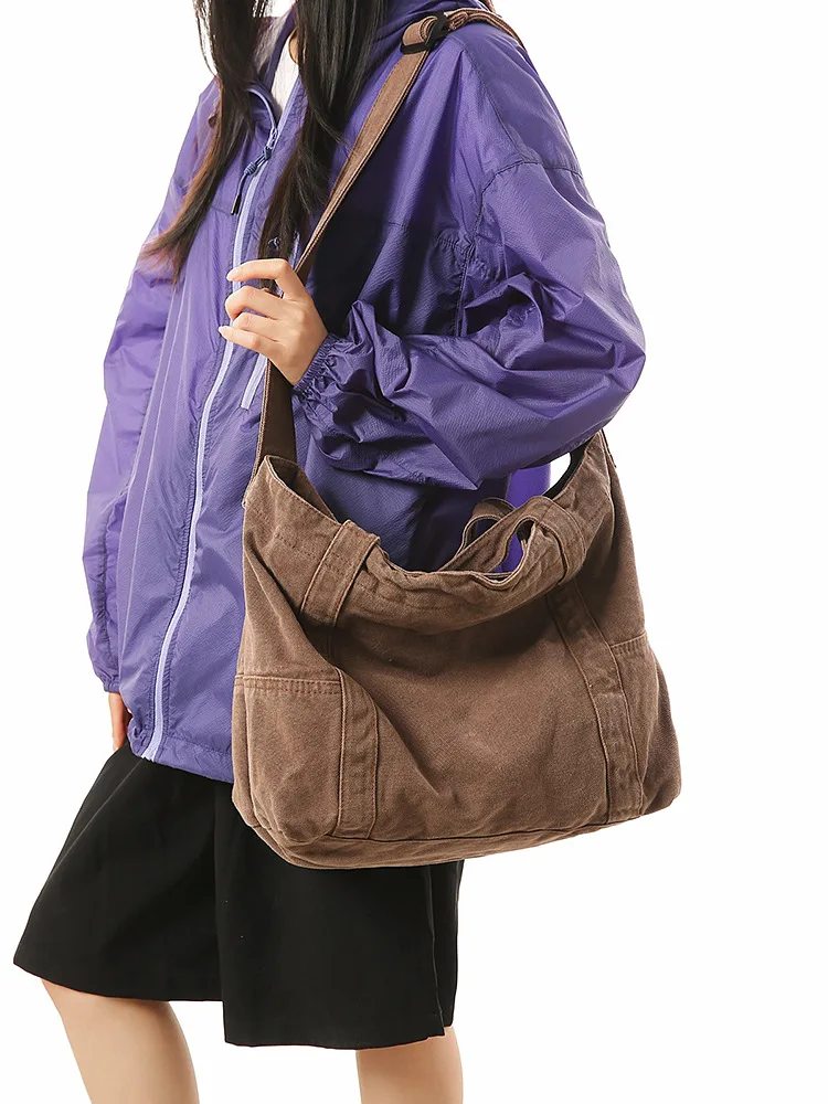 Large Capacity Canvas Shoulder Bags High Quality 100% Cotton Handbags Solid Cloth Casual Totes Simple Preppy Style Packages sacs