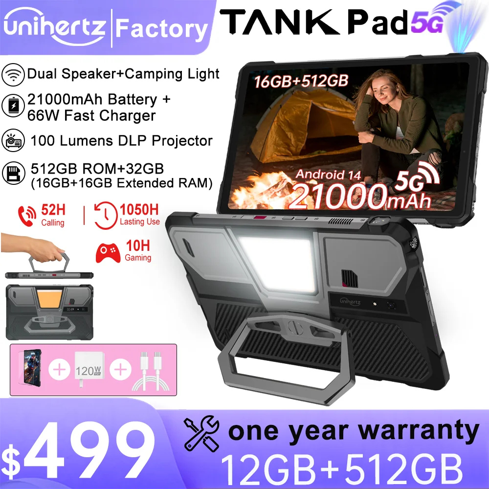 

Unihertz Tank PAD от 8849 Прочный проектор-планшет 21000 мАч 10,95 дюйма FHD Dimensity 8200 32 ГБ + 512 ГБ Двойной динамик Планшет Телефон Wi-Fi