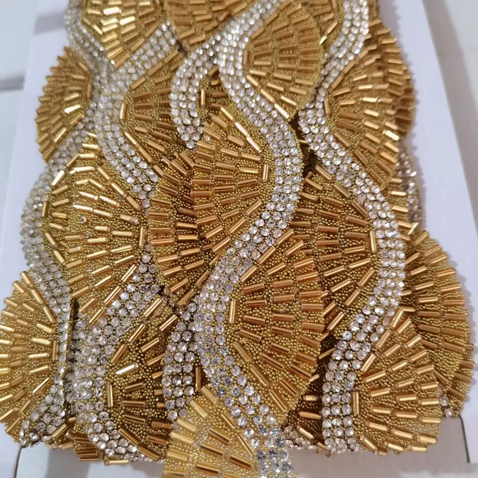 Rhinestone Beaded Trim Resin Rhinestone Hotfix Ribbon Iron on Chain do samodzielnego wykonywania odzieży, butów, dekoracji sukienek