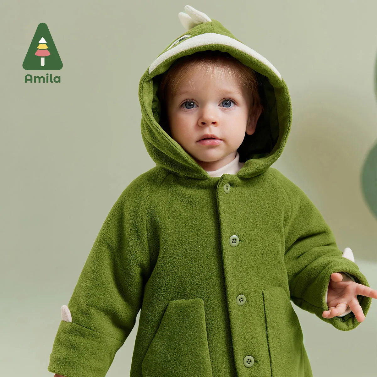 Amila Baby Children Coat 2024 Winter New Multicolour Hooded Fleecing Animal-themed Cute Warm Baby Clothing