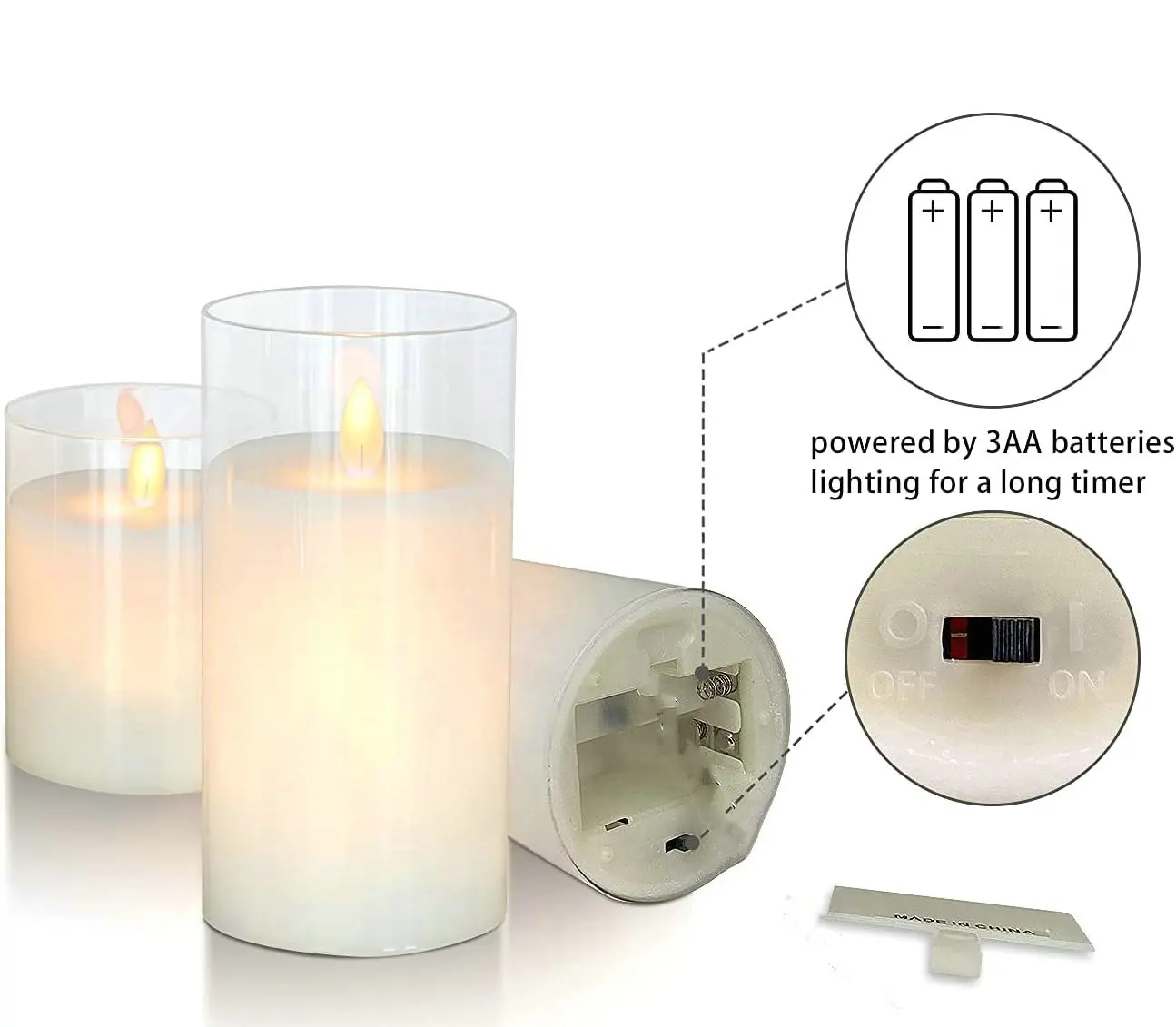 USB Rechargeable/Battery operated LED Glass Candle w/Remote controller Pillar Candle Paraffin Wax Dancing wick Home Decor-Amber