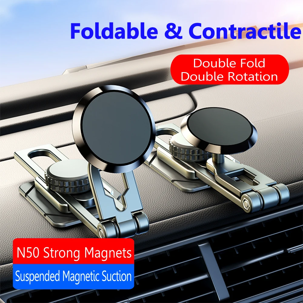 Magnetic Car Phone Support Bracket For Tesla Magsafe 360 Degree Rotating Foldable Car Phone Holder Bracket Alloy Lightweight