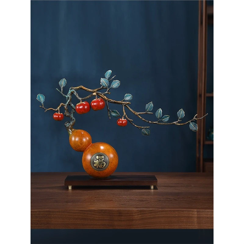 

Everything Ruyi Home Furnishing Gourd Persimmon Wufu Linmen Ruyi Ornament Gifts Home Living Room Housewarming Brass Decoration