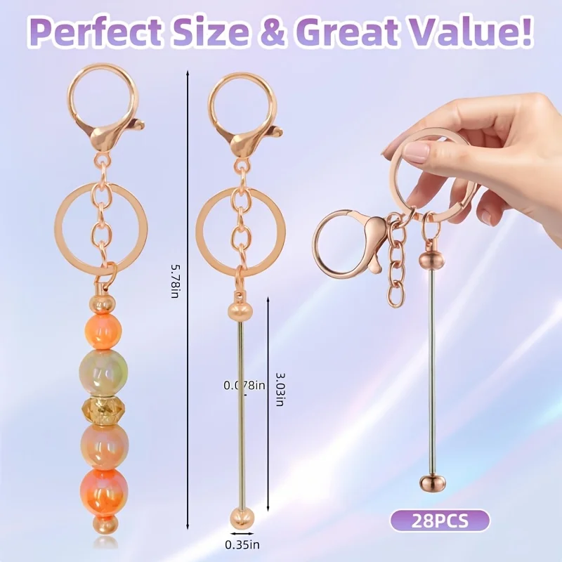 Not Included 16pcs 4 Colors Bulk Pack Beads Blank Bead DIY Accessory Set Homemade Keychain Making Kits Supplies Rental House Use
