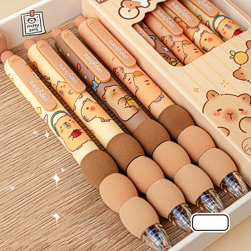 4Pcs Cartoon Cute Capybara Erasable Gel Pens Kawaii Quick-Drying Writing Smooth Elegant Neutral Pens Aesthetic Stationery