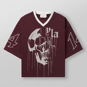 통기성 프린트 대형 메쉬 반팔 셔츠, 아메리칸 오버사이즈 티셔츠, 캐주얼 스포츠 피트니스, 빠른 건조, 여름 신상 