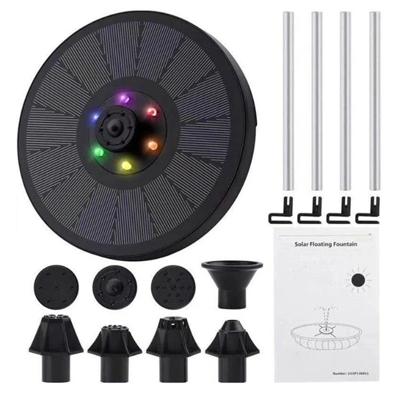 7V/3W น้ําพุพลังงานแสงอาทิตย์ปั๊มไฟ LED พลังงานแสงอาทิตย์เก็บน้ําพุสวนน้ําพุแนวนอน