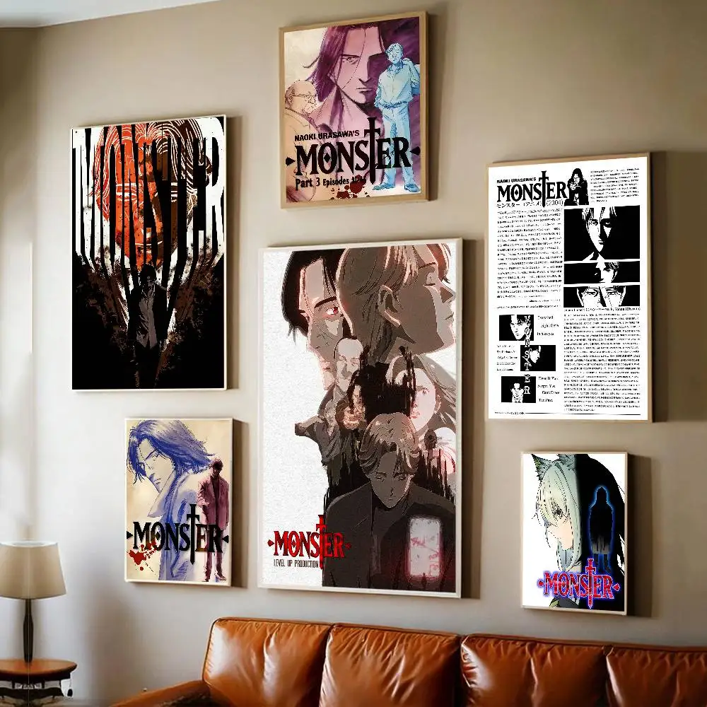 Pósteres Vintage de Anime monstruo, decoración adhesiva Vintage para habitación, hogar, Bar, cafetería, decoración de habitación Kawaii