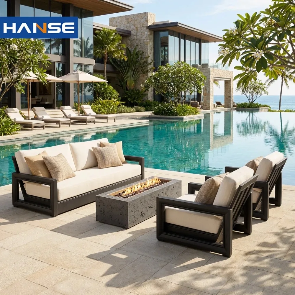 Contemporary Luxury Aluminum Frame Sectional Garden Leisure Sofa Waterproof Sunproof Outdoor Furniture For Hotel Commercial