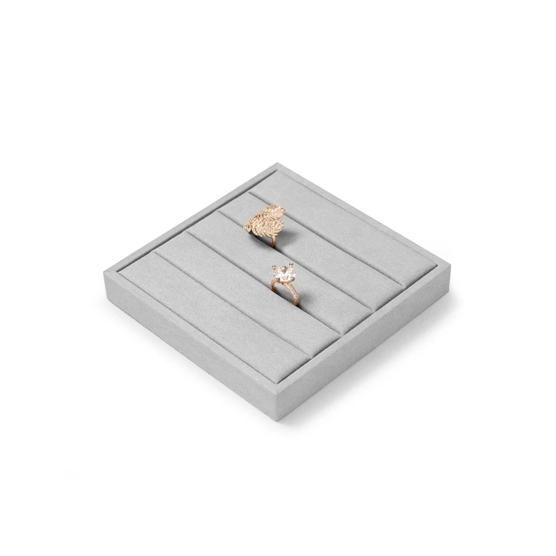 Oirlv Display-Tabletts, graues Samt-Schmuck-Display-Tablett für Ring, Ohrringe, Armreifen, Halsketten-Tablett, Organizer, Schmuck-Display-Tablett, Grau