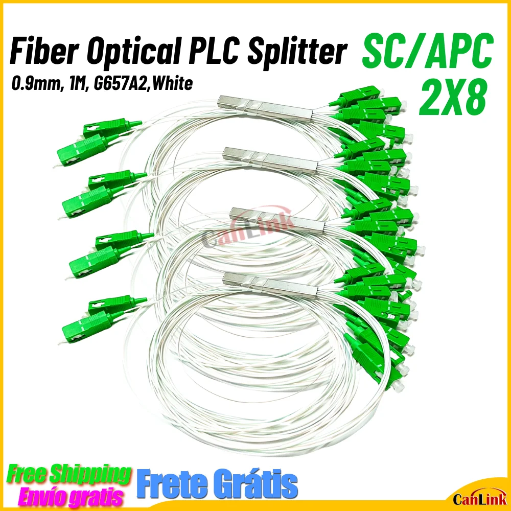 5/10pcs/lot Fiber Optic plc splitter 2X8 SC/APC SM Single Mode 0.9Mm G657A1 FTTH PLC Splitter APC Connector SC