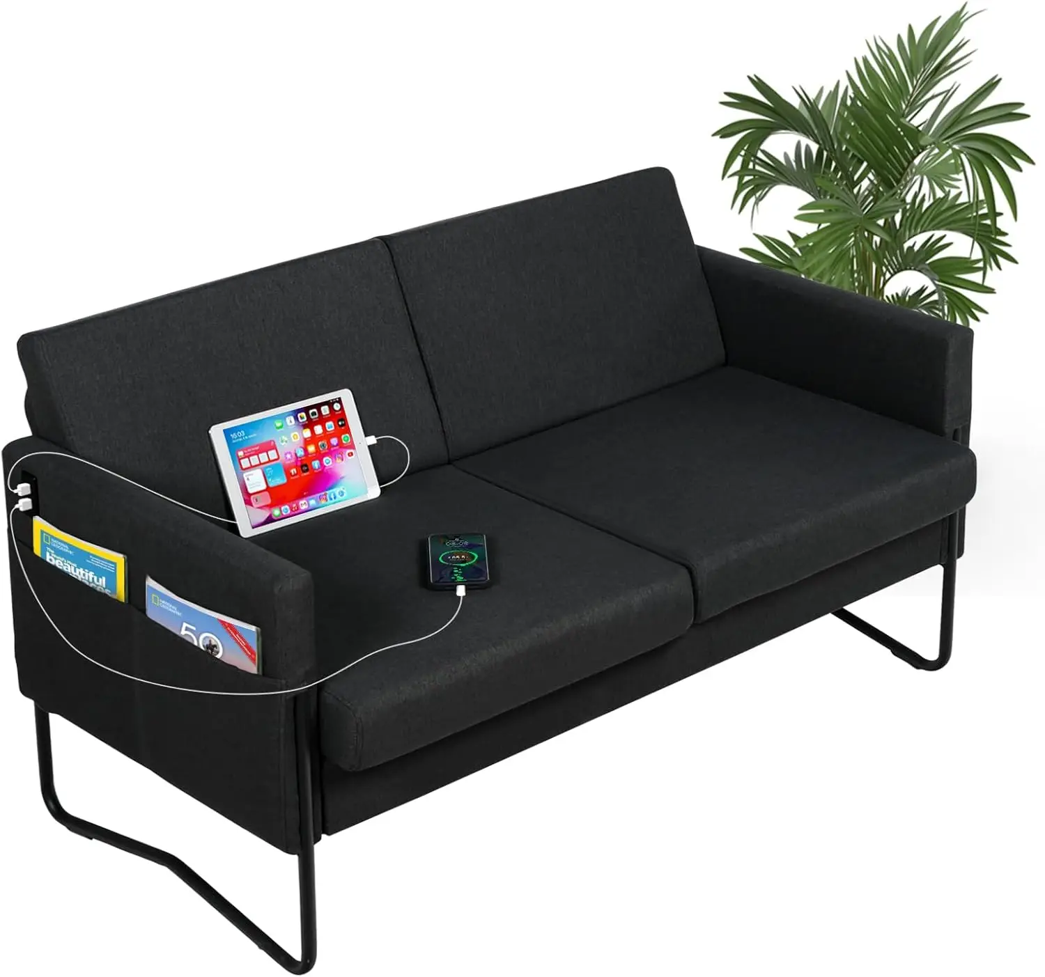 Sthouyn 51” Small Sofa Couches For Small Spaces With 2 Usb, Comfy Modern Couch, 2 Seat Couch Loveseat Sofa For Living Room