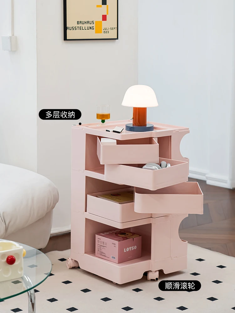 

Home Bedside Table Multifunctional Living Room Bedroom Sofa Side Cabinet Portable Snack Cart