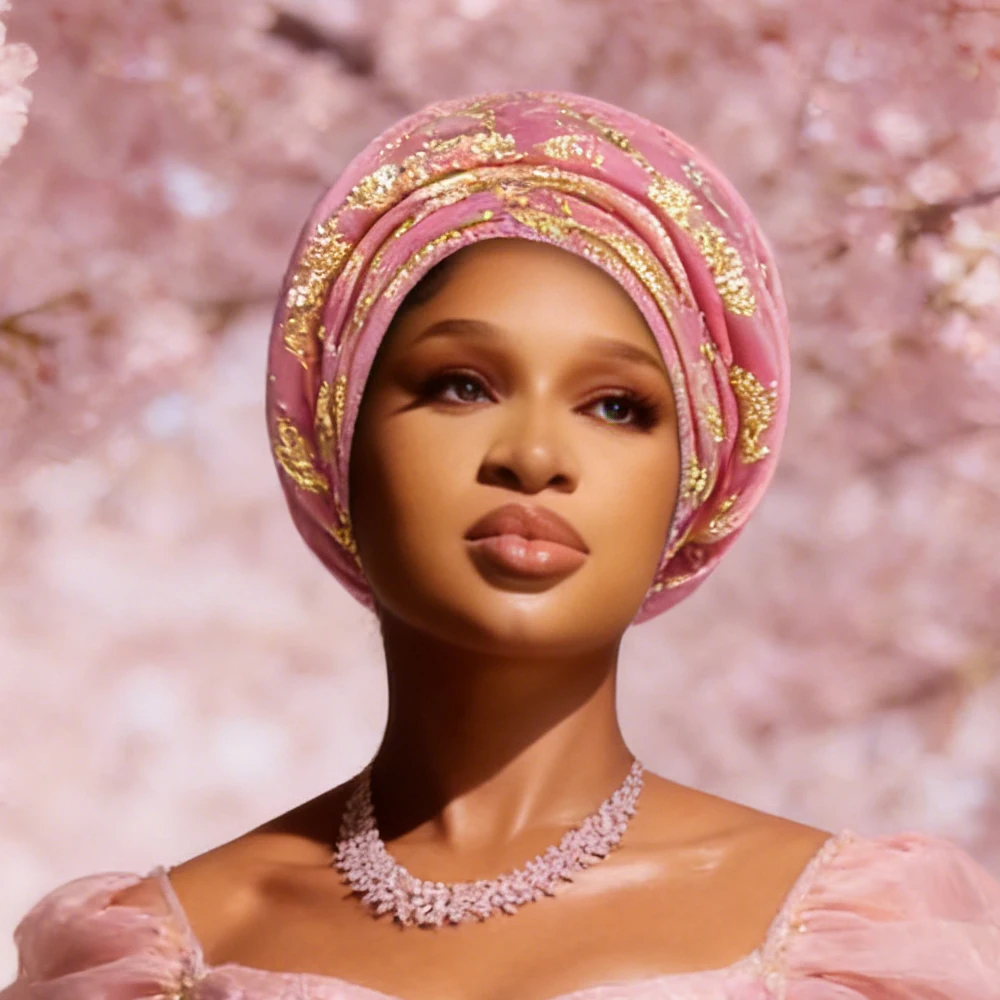 

2026 блестящая плиссированная женская кепка-тюрбан, элегантный африканский головной убор с авто геле, женские повязки на голову, нигерийский вечерние головной убор, хиджаб, шляпа, капот