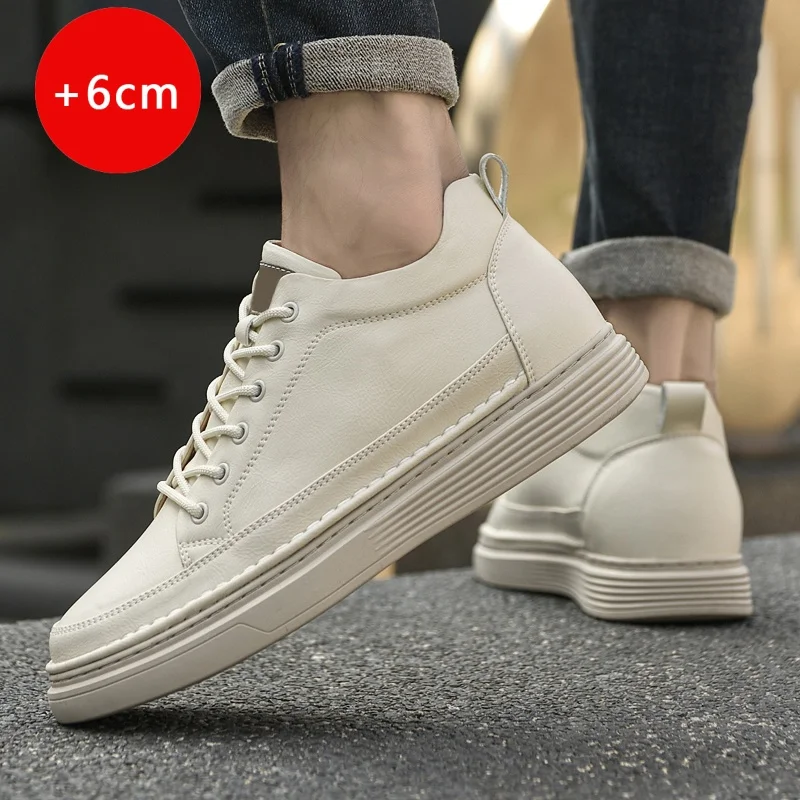 Scarpe da tavolo da uomo casual nere stile minimalista che aumenta l'altezza Strada per il tempo libero all'aperto Gioventù quotidiana Scarpe in vera pelle