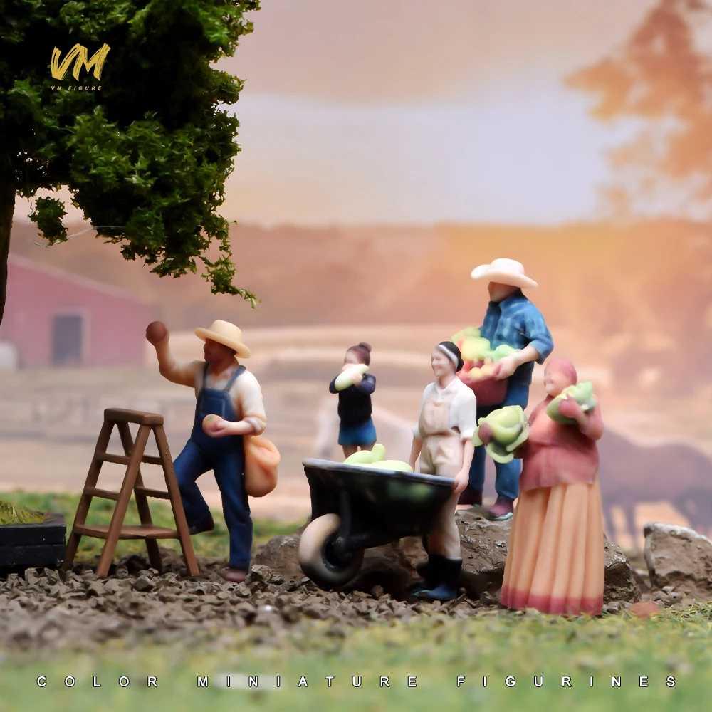 1/64 1/43 1/24 1/18 Scale The Farm Family 3D Print Female Male Female Harvest Scene Props Figures Model For Cars Vehicles Toy