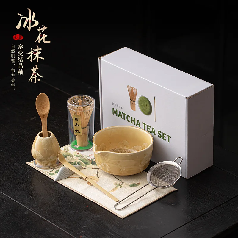 

1-8 шт. ледяной цветок, хрустальная глазурь, чайный набор матча, пищевой класс с ситечком, ложка, чаша матча, безопасный многоразовый набор держателей для венчика матча