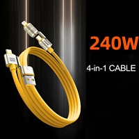 240W 4-in-1 Multifunctional Super Fast Charging Mobile Phone Data Cable For iPhone7-16 Huawei Samsung Xiaomi PD Phone Cable