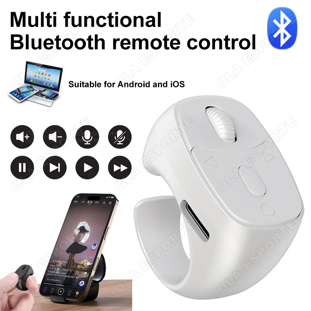 Fernbedienung Kabelloser Bluetooth-Rollring für Fingerspitzen, tragbare mobile Maus, Video-Automatik-Seitenwechsler, Browsing-Ring R12