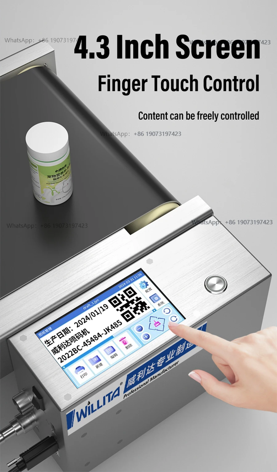 Desktop Touch Screen Batch Coding Tij Inkjet Printer with Small Conveyor, valid period marking code for carton bottles
