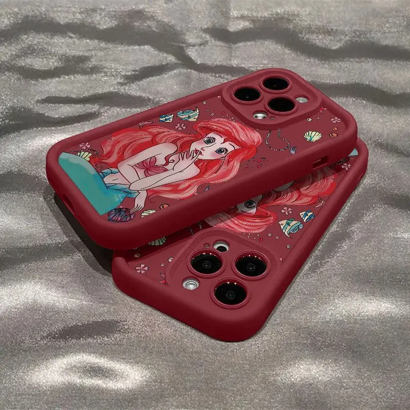 Disney Cartoon Beautiful Ariel Princess For iPhone 16 14 13 12 11 PRO MAX XS XR 8 PLUS Silica Gel Fall Prevention iPhone 11 Case image 5