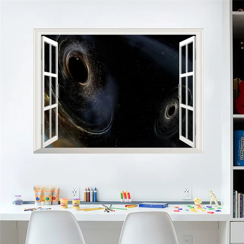 Black Hole Nebula Planet Star Wall Stickers For Kids Room Decoration Vivid 3d Space Theme Mural Art Diy Home Decal Pvc Poster