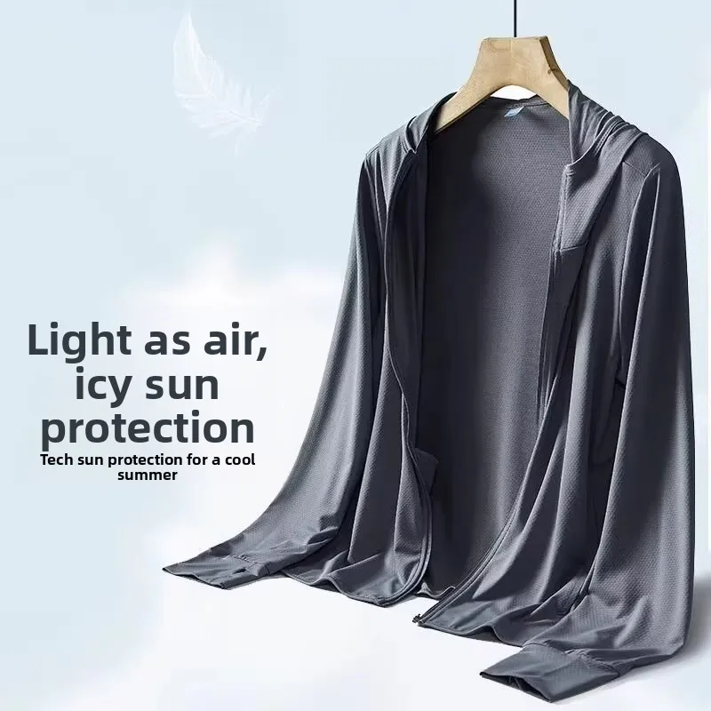 

Qui Dry Ice Silk Me Men's Summer Lightweight Long Sve UV Protection Outdoor Climbing Fiing Jaet Breathable Cool Sle
