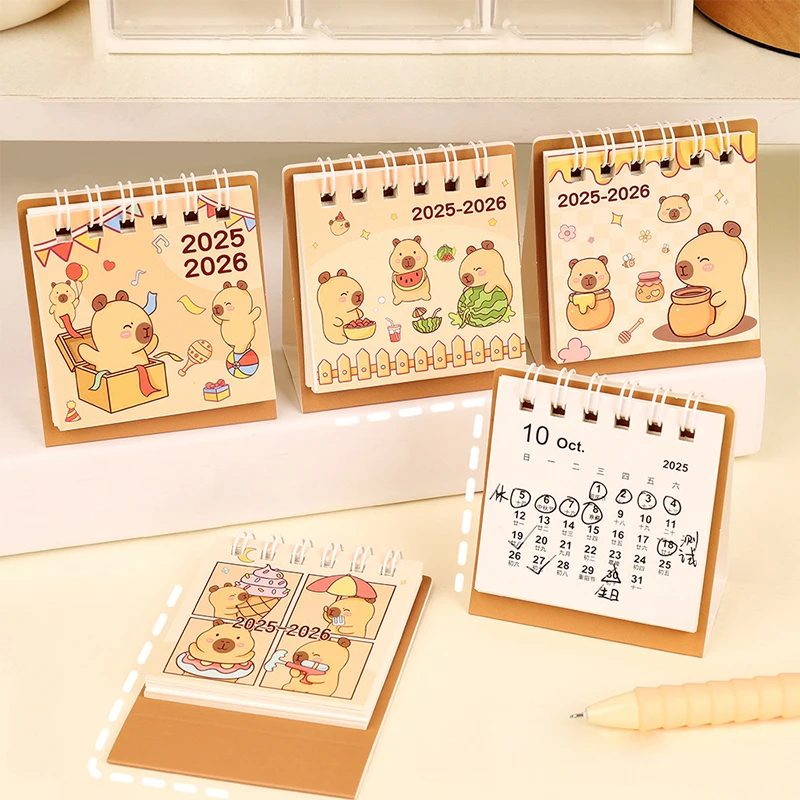 

2026 Mini Simple Calendar Small Desk Calendar Creative Coil Calendar Planner Desktop Decoration Office Stationery