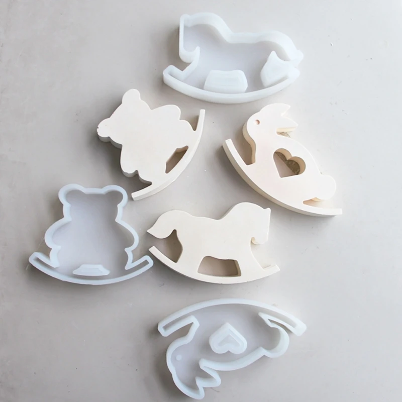 Animal Silicone Molds Rocking Horse Moulds Ornament Epoxy Resin Molds Handmade Desktops Decorations Plasters Molds