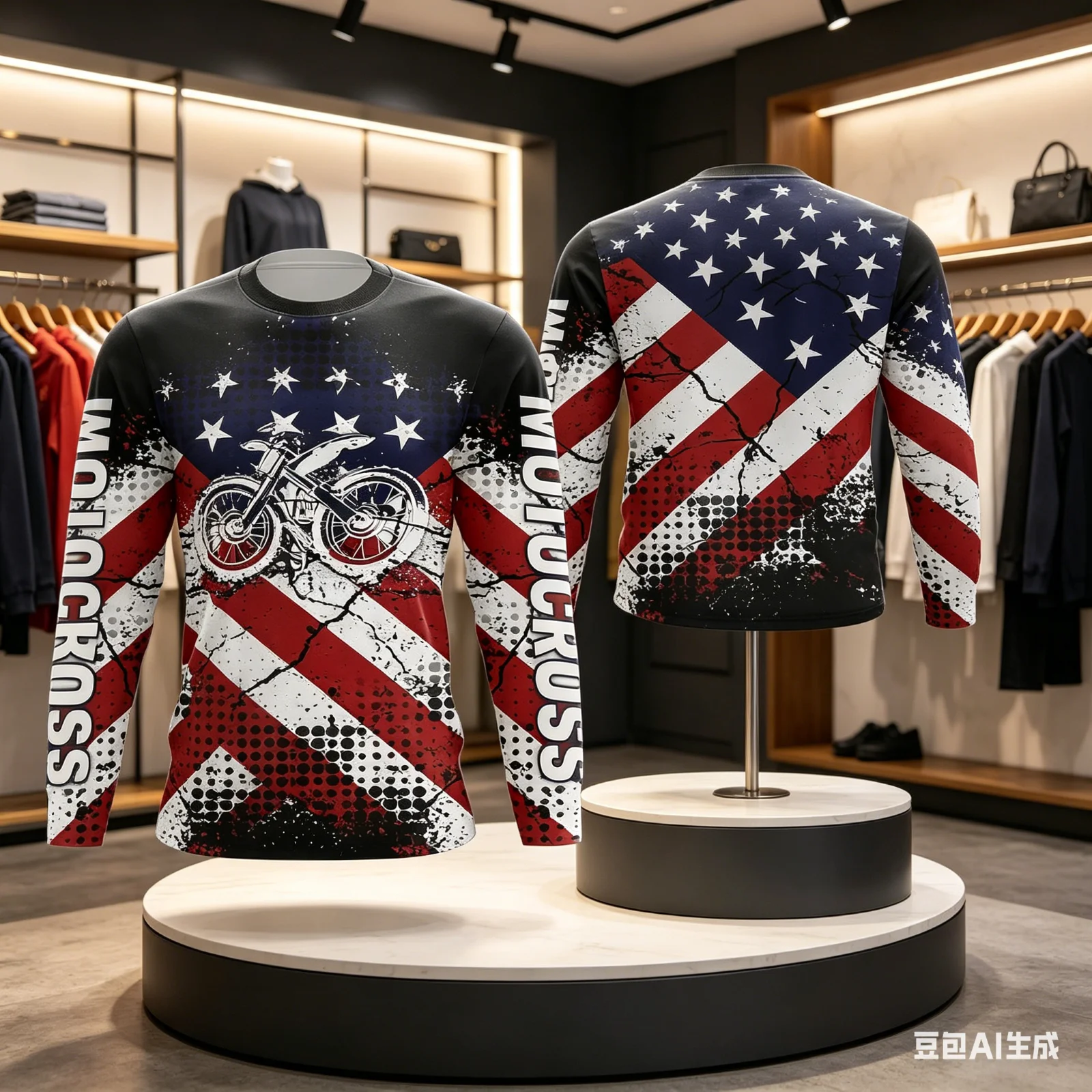 

American flag element men's cycling jersey off-road motorcycle outdoor mountain bike cycling jersey top breathable quick-drying