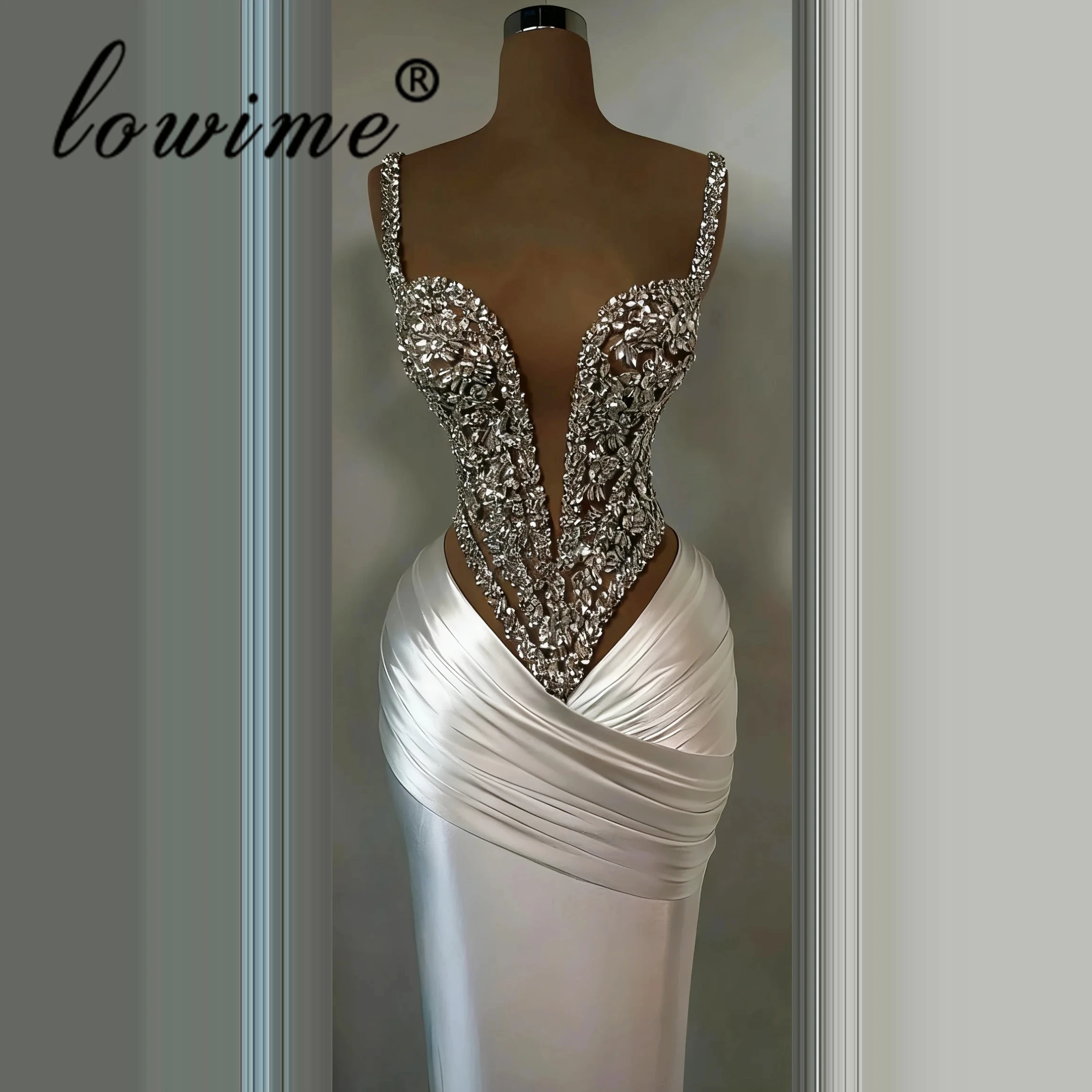 Sexy Mermaid Cocktail Dresses With Crystals Spaghetti Simple Prom Party Dresses For Women Vestidos De Cóctel Engagement Gowns