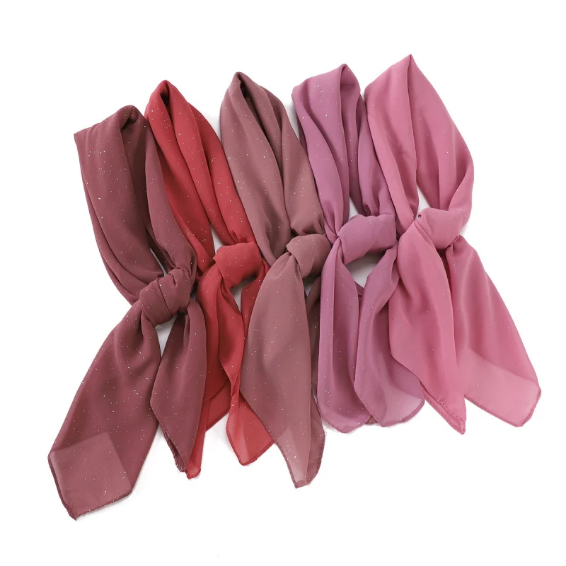 

Silver-Sprinkling Shiny Malay Square Scarf Solid Color Pearl Chiffon Silver-Sprinkling Women's Toe Cap Scarf One Piece Dropshipp