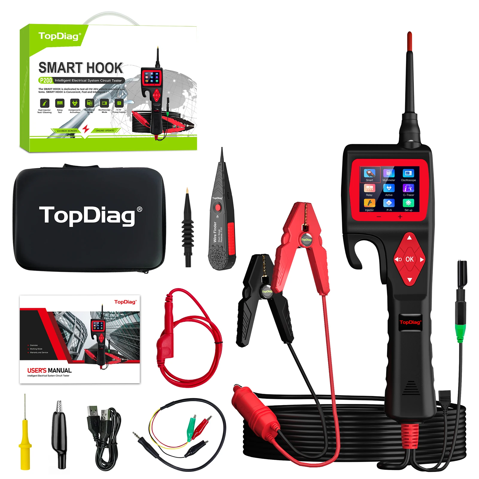 Jdiag P200 Smart Hook Powerful Probe Free Update Online Automobile Circuit Tester Electrical System Diagnostic Power Scan Tool
