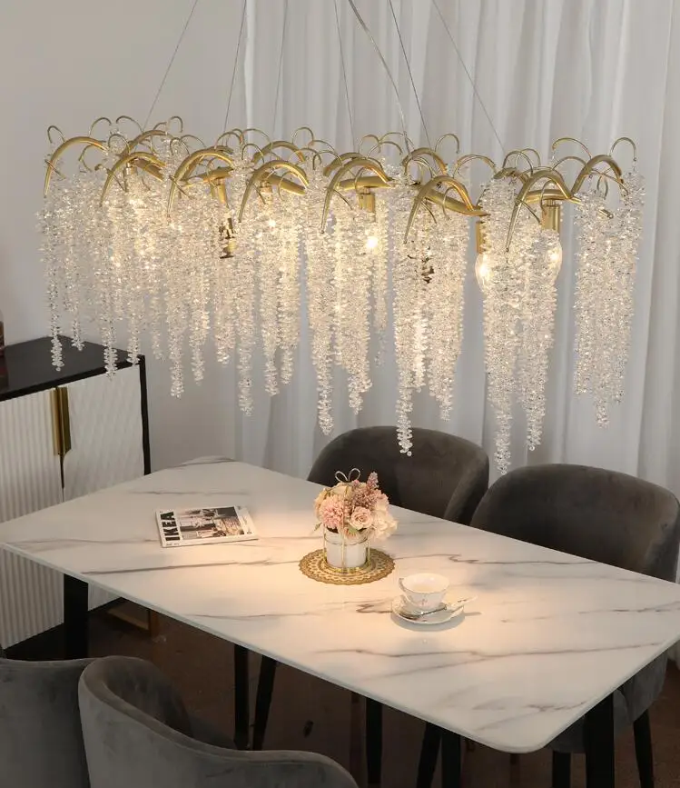 New crystal chandelier branches dining room luxury decorative lamp design island lighting