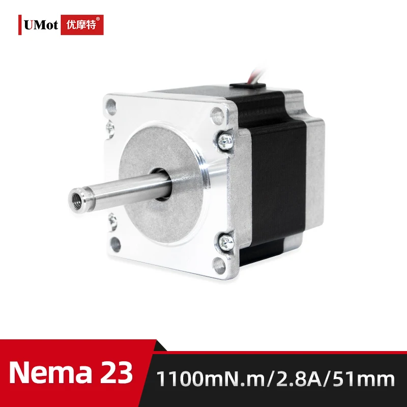 

UMOT Гибридный шаговый двигатель Micro DC 57 мм Двигатель Nema 23 Шаговый двигатель с двойным полым выходом 2-фазный, высота 1,8 градусов, 51 мм