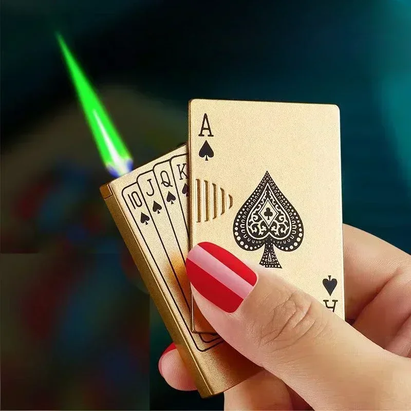 New Creative Personality Lighter Men'S Playing Card Butane Gadgets Torch Lighter Cute Gift Smoking Accessories Birthday Gift