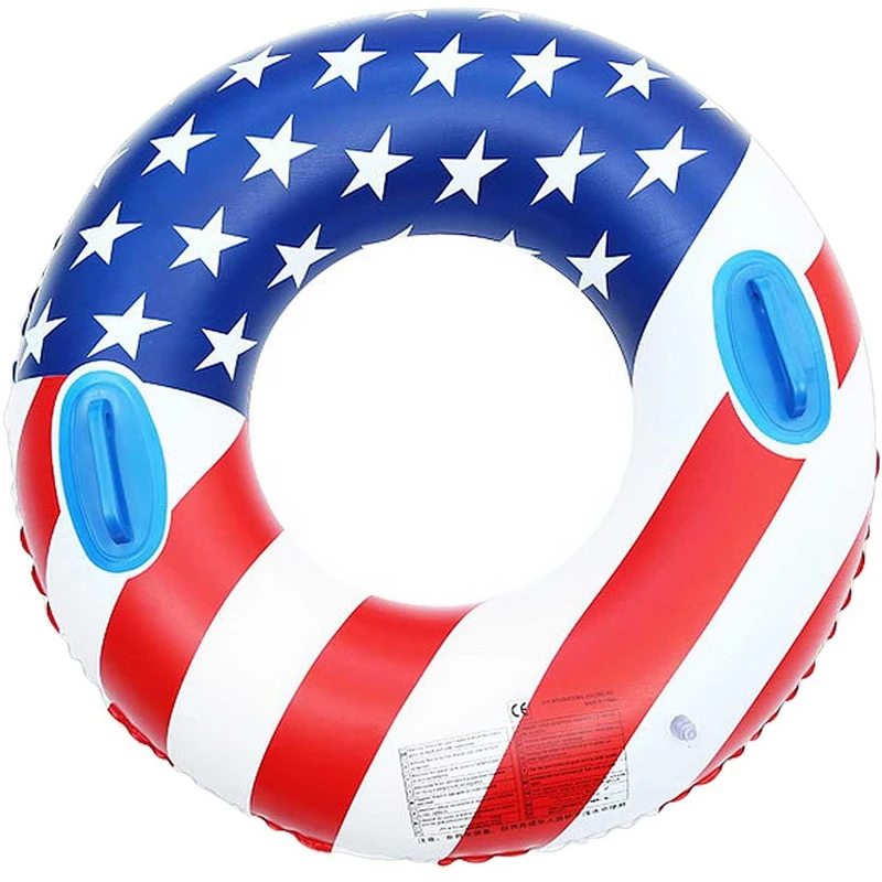 35.4 inch American Flag Swimming Rings for Adults Teens Inflatable Pool Float Portable Swim Ring Floating Tube Beach Water Toys