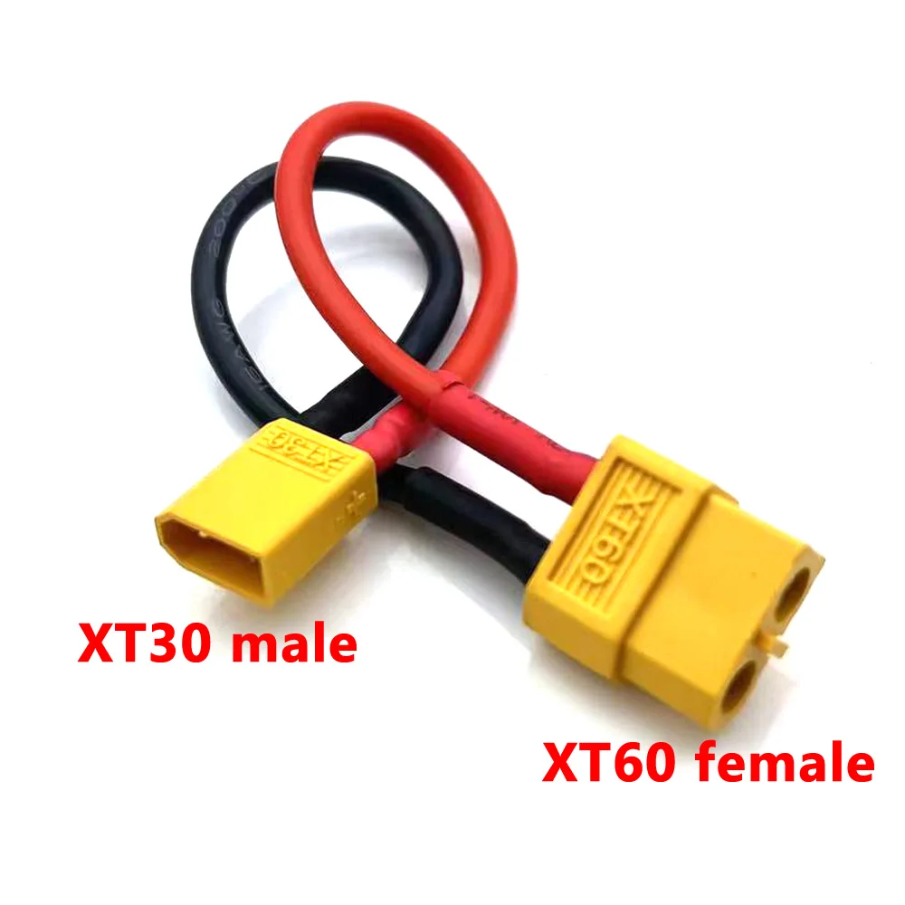 1pcs 10CM XT30 XT60 XT90 EC3 EC5 MPX TRX XT150 T Plug Female to Male Adapter Connectors 10 12 14 16Awg 10cm for RC Lipo Battery