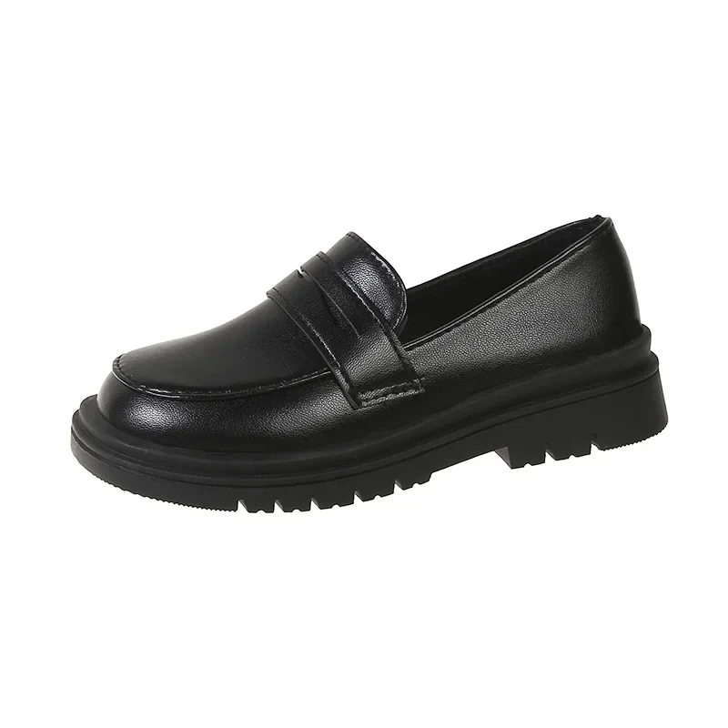 Bambini Black Boys UK Uniform School Shoes Fashion Soft Kids versatili Girls Shalow mocassini Slip-on breathable 2023 Spring