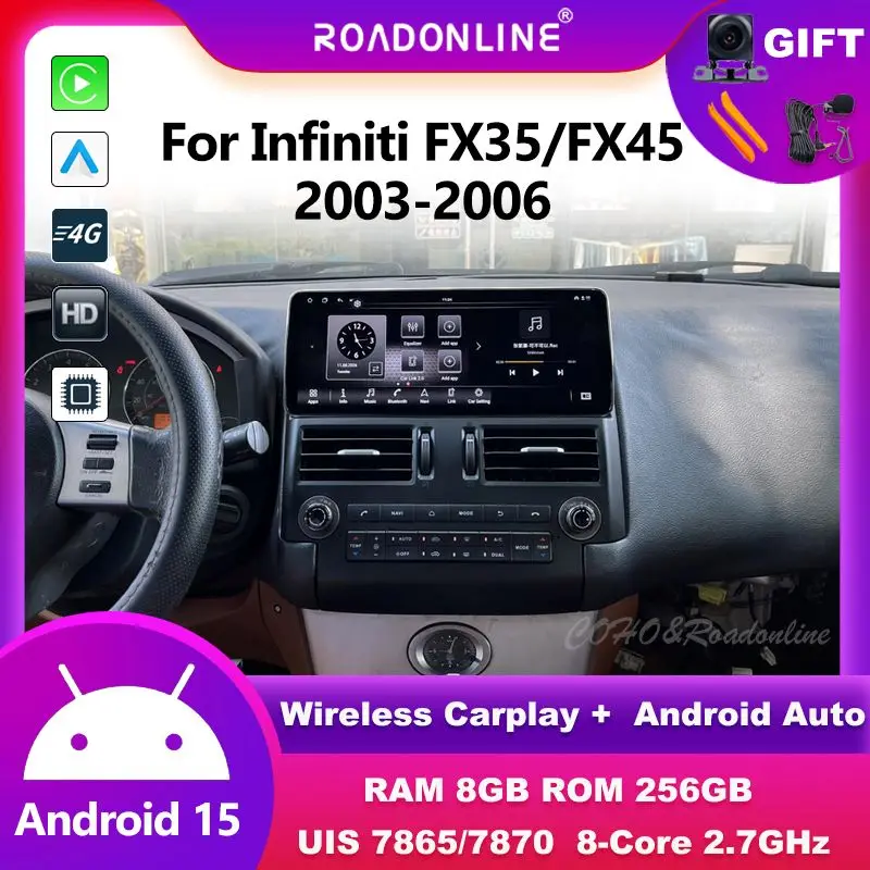 12.3Inch Android Car Radio for Infiniti FX35 FX45 2003-2006 Android Wireless CarPlay Android Auto Auto radio Head Unit