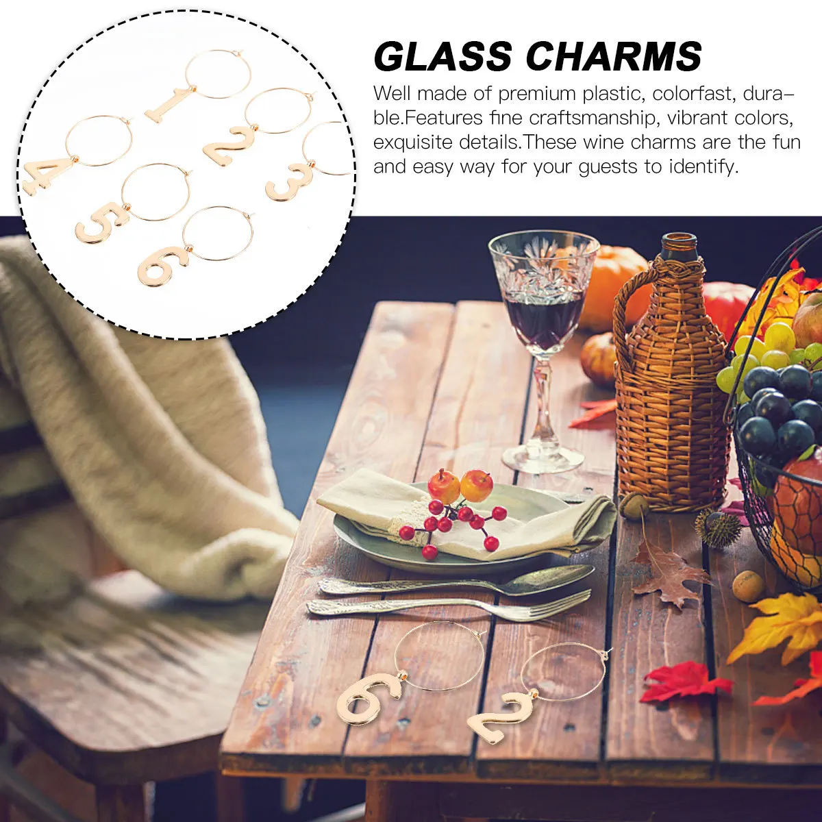 

6Pcs Number Wine Glass Rings Polished Surface Comfortable Practical Party Accessories Golden Household Glass Rings