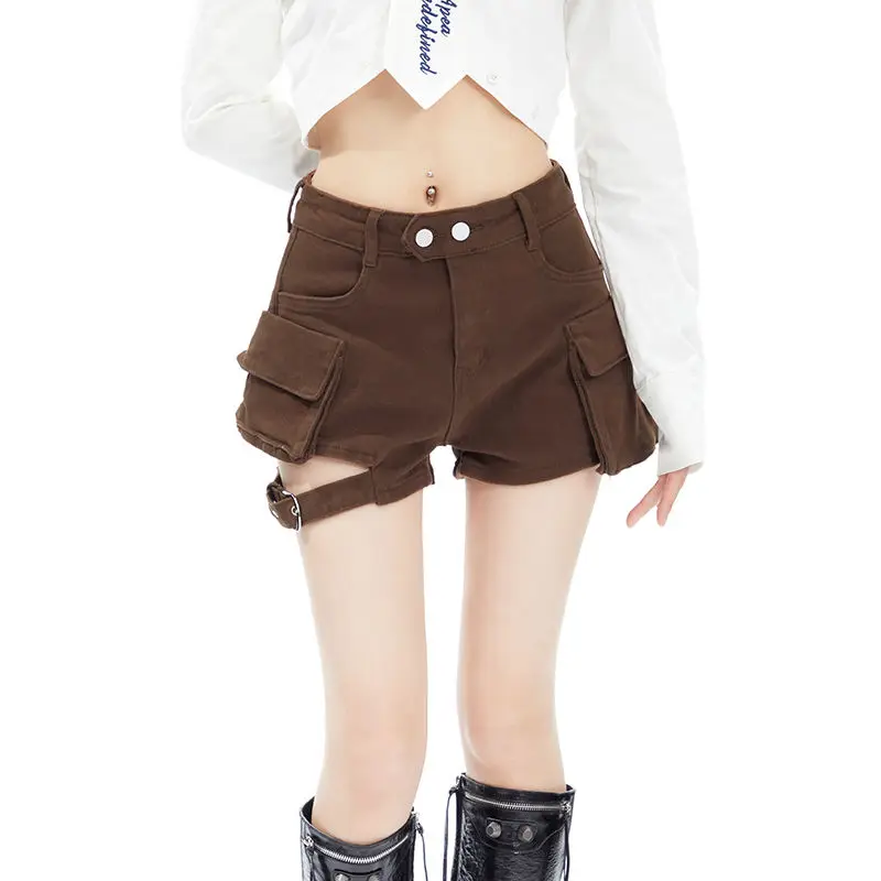 

Сексуальные джинсовые шорты женские, новинка 2023 года, короткие брюки с высокой талией и карманами, японская эстетичная универсальная уличная одежда Y2k