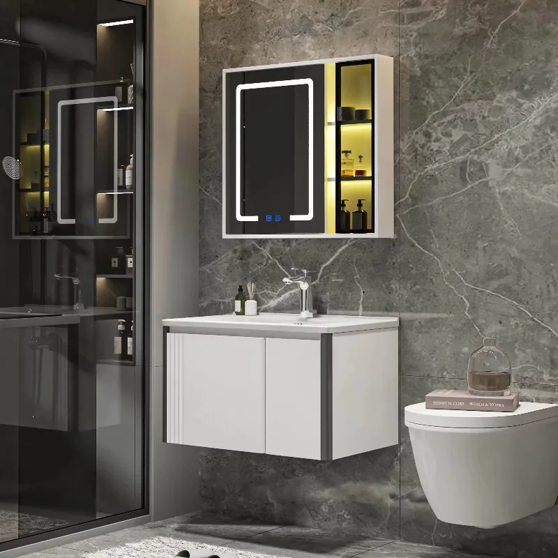 أثاث الحمام الغرور بالوعة واحدة ومزدوجة مرآة حمام الفندق حوض غسيل غرفة النوم